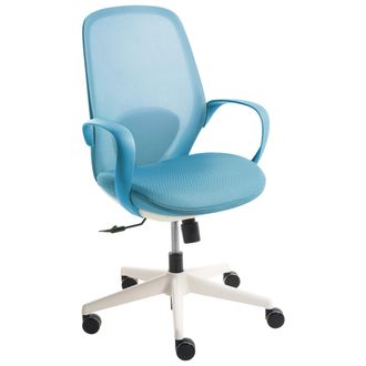 Beliani Silla De Oficina Moderna De Malla Base Giratoria Reposabrazos Respaldo Reclinable Altura Ajustable Asiento De Espuma Azul Foama