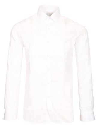 Tagliatore Pleated Formal Shirt Shirts Bianco-Uomo