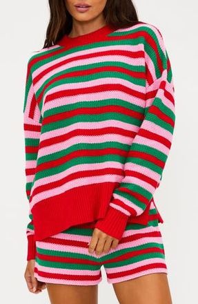 Beach Riot Callie Cotton Sweater in Ruby Stripe at Nordstrom Rack, Size Small