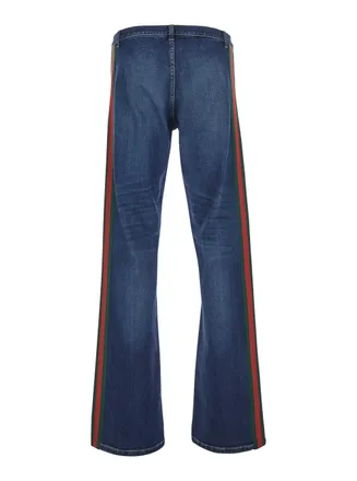 Gucci Mens Jeans Low-Rise With Web Stripe Blue