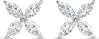 Diana M. Jewels 14kt White Gold 5.00 cts Lab Grown Marquise Diamond Flower Stud Earrings
