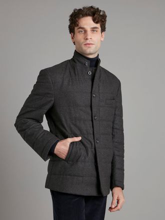 Oliver Brown Quilted Jacket Wool - Dark Grey
