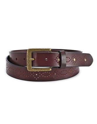 OLD TREND Daisy Genuine Leather Perforated Floral Detail Belt in Brown at Nordstrom, Size Medium