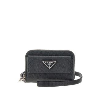 Prada Saffiano leather cardholder pouch with strap Man One Size