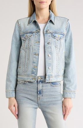 7 For All Mankind Studded Classic Denim Trucker Jacket in Priscilla at Nordstrom Rack, Size Medium