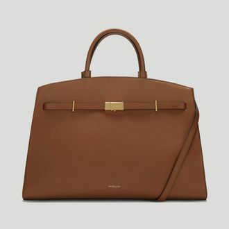 DeMellier The Hudson in Tan Small Grain Leather Tote & Work bag