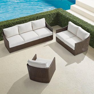 Frontgate Cameron 3-pc. Sofa Set in Desert Wicker - Standard, Snow - Frontgate