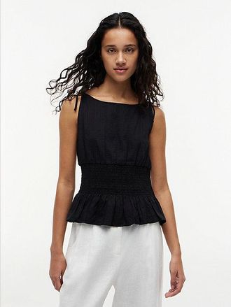 Tommy Hilfiger Smock Seersucker Tie Strap Top