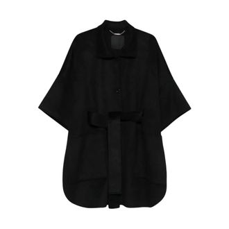 Liu Jo Capes, female, Black, Size: XS Wool Coat with Belt