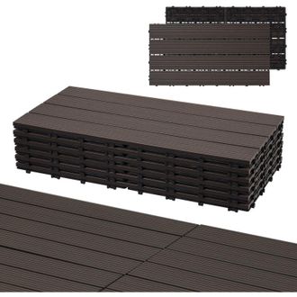Vingo Swanew Piastrelle in legno wpc 6x piastrelle per terrazza ciascuna 60 x 30 x 2,2 cm, marrone scuro, 1 m&sup2; Piastrelle a clic wpc, piastrelle per