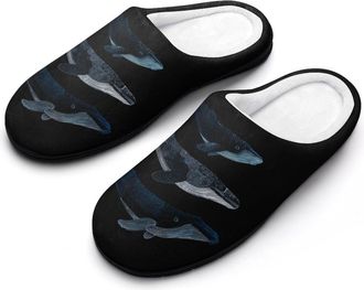 Generic Three Whales Mens House Slippers Memory Foam Washable Cotton Slip on Home Shoes
