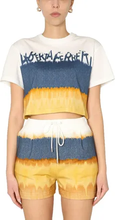 Alberta Ferretti Cropped Printed Cotton T-Shirt - Yellow