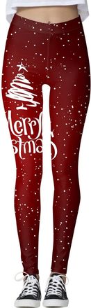 Generic Womens Christmas Leggings Gold Christmas Tree Printed Xmas Leggings Casual High Waisted Slimming Black Thermal Tights Fitness Workout Running Yoga Ski
