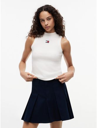 Tommy Hilfiger Womens Tommy Jeans Slim Fit Mockneck Tank Top - White - XL