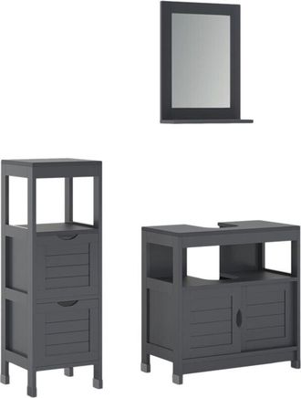 Vicco Conjunto De Muebles De Ba&ntilde;o Vilda, Gris, 3 Partes, Vicco