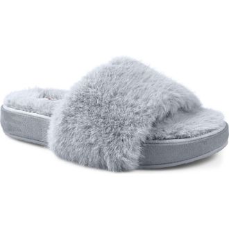 National Comfort Macklin Faux Fur Slipper in Light Grey Faux at Nordstrom, Size 10
