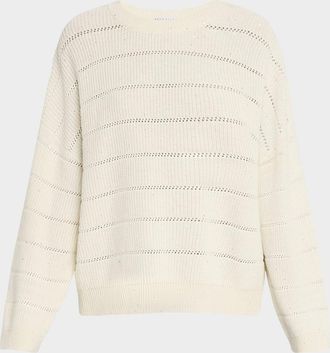 Brunello Cucinelli Mohair Open-Work Crewneck Sweater