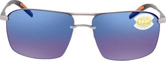 Costa SKIMMER Blue Mirror Polarized Polycarbonate Mens Sunglasses SKM 228 OBMP 62