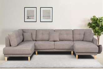 HOME AFFAIRE Wohnlandschaft »TRIPLO U-Form wahlweise mit Schlaffunktion, B/T/H: 310/192/90 cm« Schlafsofa, auch mit Bettkasten, Steppung im Rückenkissen