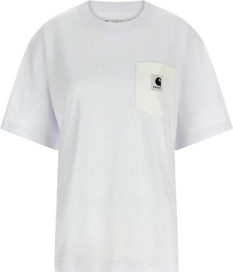 sacai Katoenen Jersey T-shirt - Dames - T-shirts - Wit - M - Katoen - Tops