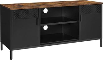 Songmics Mueble de tv para 55 pulgadas de color marr&oacute;n r&uacute;stico y negro