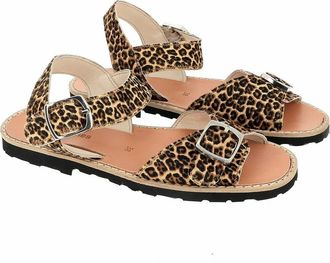 Minorquines Platte, leren sandalen met gesp, Avarca