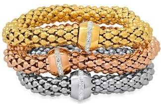 Steeltime Tri-Tone Mesh Band Bracelets - Set of 3 in Tri Tone at Nordstrom Rack