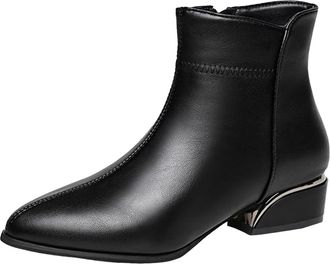 Generic Womens Ankle Boots - Classic Side Zip Low Chunky Heel Comfort Slip On Fashion Boots