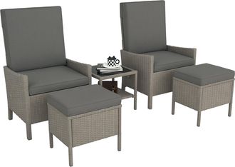 OUTSUNNY 5 PCS Rattan Garden Furniture Set w/ Cushions - Dark Grey | TJ Hughes