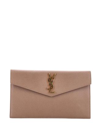 Saint Laurent Uptown Pouch Leather clutch bag - Beige