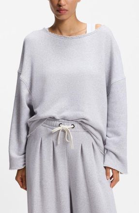 Boss Orange by Hugo Boss Enely Raw Edge Cotton Blend Sweatshirt in Open Grey at Nordstrom, Size X-Large