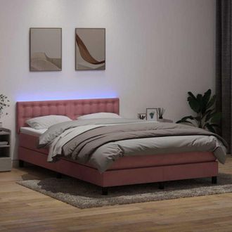 vidaXL Cama Box Spring Con Colch&oacute;n Terciopelo Rosa 140x220 Cm Vidaxl