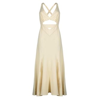 Paco Rabanne Maxi Dresses, female, Beige, Size: L Midi Dress in Viscose Jersey
