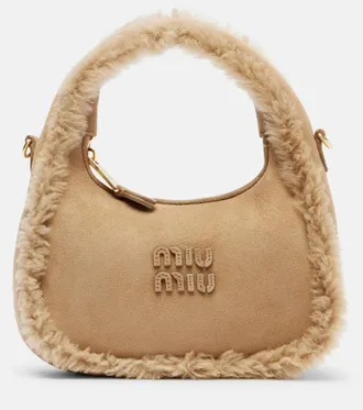 Miu Miu Wander shearling-lined suede shoulder bag