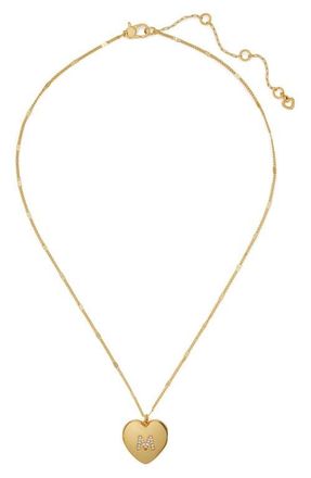 Kate Spade New York crystal initial heart locket necklace in Clear/gold. at Nordstrom