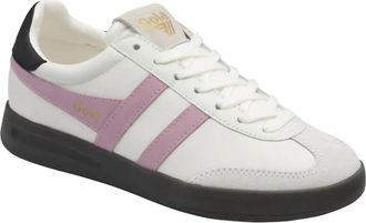 Gola Womens Cyclone Leather Trainer Sneakers In White/candy/black/dark Gum