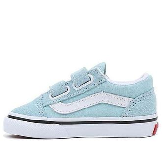Vans (TD) Vans Old Skool Hook And Loop Shoes Blue White VN0A4VJJH7O