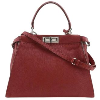 Fendi Pre-owned Peekaboo Selleria Leren Handtas - Dames - Pre-owned - Rood - Maat: ONE Size Leer