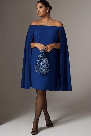 Adrianna Papell Off-Shoulder Mini Cape Dress