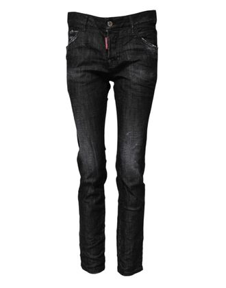 Dsquared2 Dsquared&sup2; Washed Cotton Mid Waist Skinny Womens Jeans