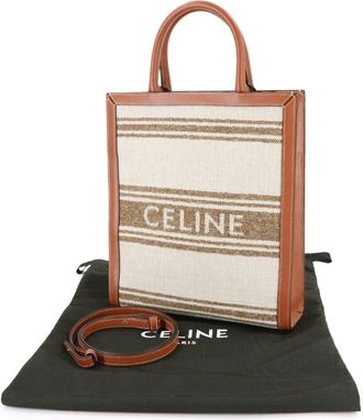 Celine Brown Textile Leather Handbag Tote Bag (Pre-Owned)