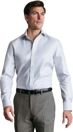 CHARLES TYRWHITT Non-Iron Greenwich Weave Cutaway Shirt in Silver Grey at Nordstrom, Size 16.5 - 34
