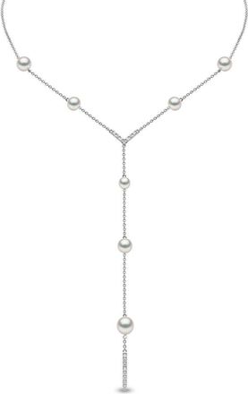 Yoko London 18kt white gold Trend freshwater pearl and diamond necklace - women - Diamond/White Freshwater Pearl/18kt White Gold - One Size - Silver