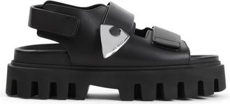 Alexander McQueen Zwarte Zilveren Rubberen Zool Sandaal - Dames - Sandalen - Zwart - 38 EU - Leer - Schoenen