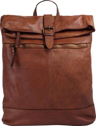 Forty Degrees Tagesrucksack FORTY, Damen, Gr. B/H/T: 30cm x 30cm x 4cm, onesize, braun (cognac), Leder, Rindsleder, Rucks&auml;cke Tagesrucksack, echt Leder, Made in Ita