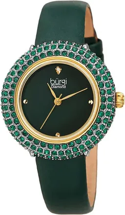 B&uuml;rgi Diamond Green Dial Ladies Watch BUR227YGN