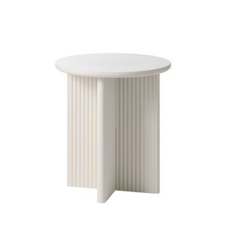 DRAWER Mesa auxiliar redonda de madera &oslash;50cm - Greige