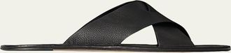 The Row Mens Malick Leather Cross-Strap Slides