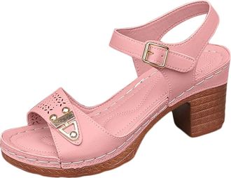 Generic Stylish Women Summer Platform Sandals With Comfortable Footbed For Outdoor Casual Walking And Daily Fashion Outfits (Red, 3.5)