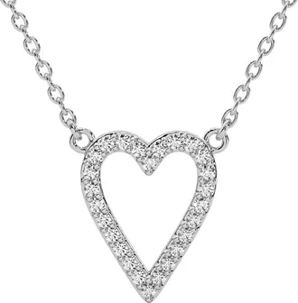 Pompeii3 1/5Ct Diamond Heart Pendant 14k Gold 18 Necklace Lab Grown 1/2